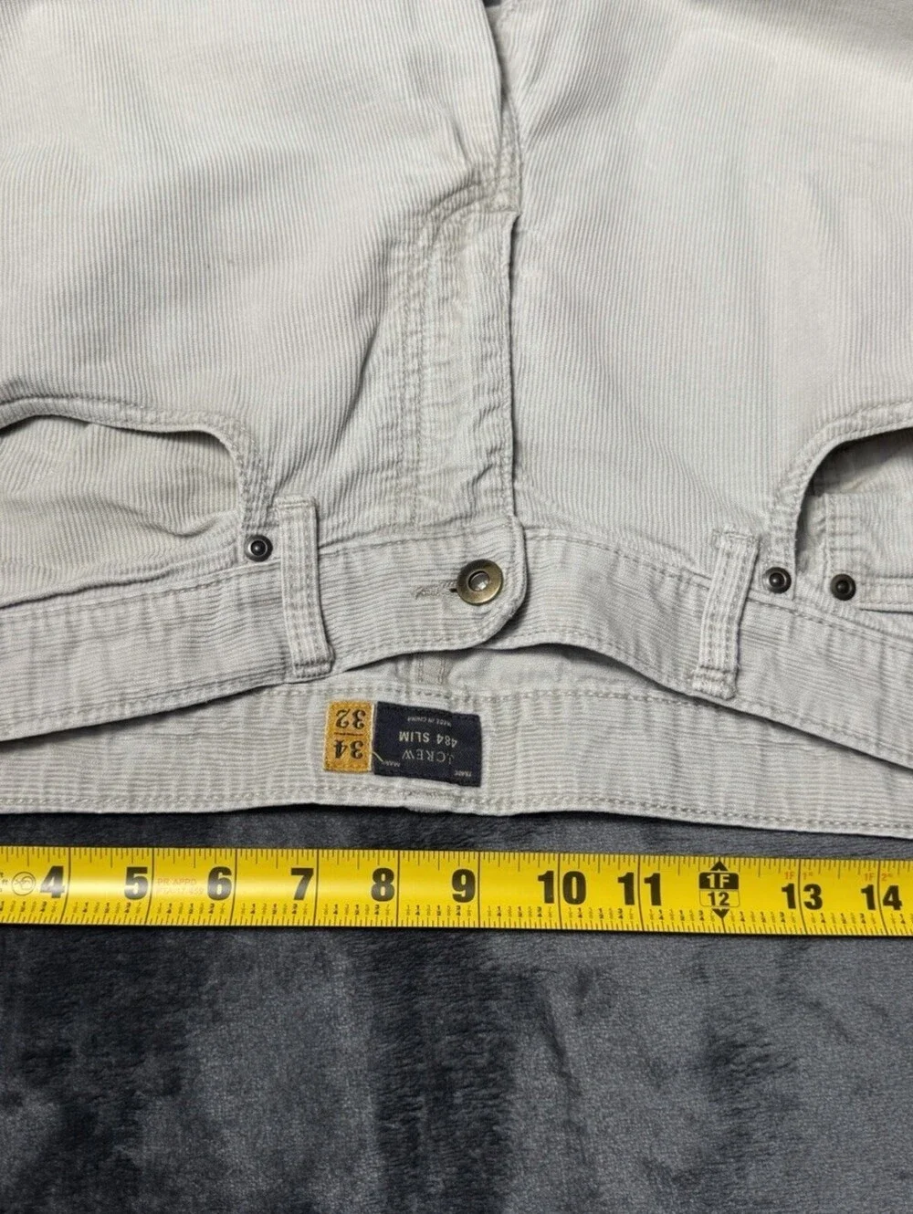 J.Crew 484 Slim Fit Corduroy Pants Mens 34x32 Tan Gray 100% Cotton Cords